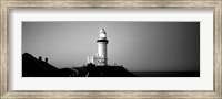 Framed Lighthouse at dusk, Broyn Bay Light House, New South Wales, Australia BW