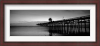 Framed Silhouette of a pier, San Clemente Pier, Los Angeles County, California BW