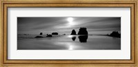 Framed Silhouette of sea stacks at sunset, Second Beach, Olympic National Park, Washington State