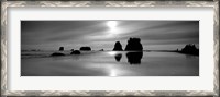 Framed Silhouette of sea stacks at sunset, Second Beach, Olympic National Park, Washington State