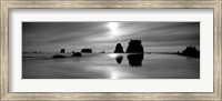 Framed Silhouette of sea stacks at sunset, Second Beach, Olympic National Park, Washington State
