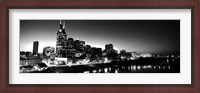 Framed Skylines at night along Cumberland River, Nashville, Tennessee