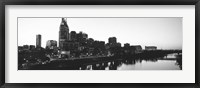 Framed Skylines at dusk along Cumberland River, Nashville, Tennessee