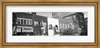 Framed Neon signs on buildings, Nashville, Tennessee BW