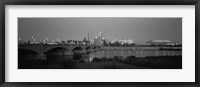 Framed Bridge over a river with skyscrapers in the background, White River, Indianapolis, Indiana