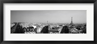 Framed High angle view of a cityscape, Paris, France BW