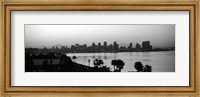 Framed Silhouette of buildings at the waterfront, San Diego, San Diego Bay, California