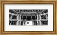 Framed Interiors of a stage theater, Globe Theatre, London, England BW