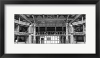 Framed Interiors of a stage theater, Globe Theatre, London, England BW