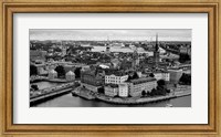Framed High angle view of a city, Stockholm, Sweden BW