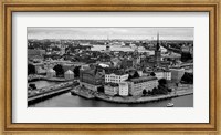 Framed High angle view of a city, Stockholm, Sweden BW