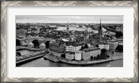 Framed High angle view of a city, Stockholm, Sweden BW