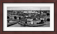 Framed High angle view of a city, Stockholm, Sweden BW