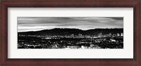 Framed High angle view of a city at dusk, Culver City, Santa Monica Mountains, California