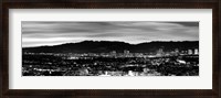 Framed High angle view of a city at dusk, Culver City, Santa Monica Mountains, California