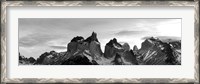 Framed Snowcapped mountain range, Paine Massif, Torres del Paine National Park, Patagonia, Chile