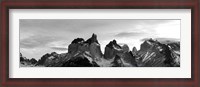 Framed Snowcapped mountain range, Paine Massif, Torres del Paine National Park, Patagonia, Chile