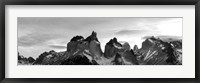 Framed Snowcapped mountain range, Paine Massif, Torres del Paine National Park, Patagonia, Chile