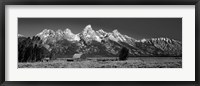 Framed Barn On Plain Before Mountains, Grand Teton National Park, Wyoming