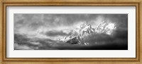 Framed Storm clouds over mountains, Cathedral Group, Teton Range, Wyoming