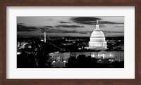 Framed High angle view of a city lit up at dusk, Washington DC
