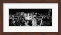 Framed Illinois, Chicago, Chicago River, High angle view of the city at night