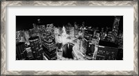 Framed Illinois, Chicago, Chicago River, High angle view of the city at night