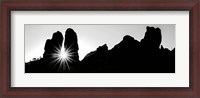Framed Silhouette of cliffs at Arches National Park, Grand County, Utah