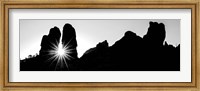 Framed Silhouette of cliffs at Arches National Park, Grand County, Utah