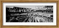 Framed High angle view of tourists in an amphitheater, Colosseum, Rome, Italy BW