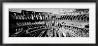 Framed High angle view of tourists in an amphitheater, Colosseum, Rome, Italy BW