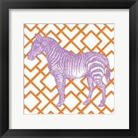 Framed Bright Menagerie Zebra