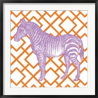 Framed Bright Menagerie Zebra