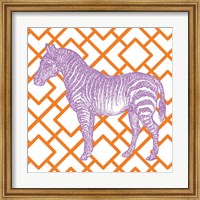 Framed Bright Menagerie Zebra