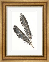 Framed Gold Feathers III on White