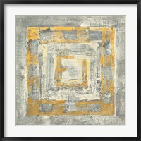 Framed Gold Tapestry II Gold and White