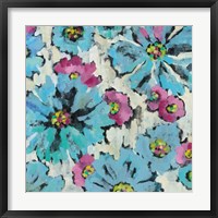 Graphic Pink and Blue Floral I Framed Print