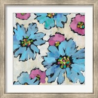 Framed Graphic Pink and Blue Floral II