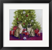 Framed Christmas Siamese Cats