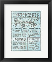 Framed Ingredients For Life I Blue