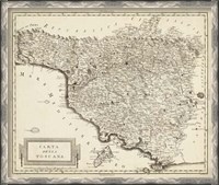 Framed Antique Map of Tuscany