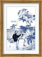 Framed Blue & White Asian Garden I