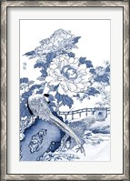 Framed Blue & White Asian Garden II
