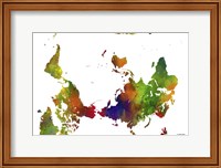Framed Upside Down Map Of The World Clr 1