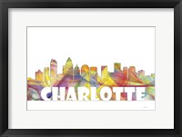 Framed Charlotte NC Skyline Multi Colored 2