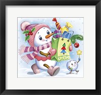 Framed Snow Girl with Gifts
