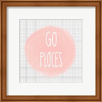 Framed 'Go Places - Blush Pink' border=