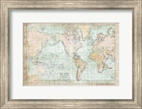 Framed World Map Vintage 1913