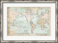 Framed World Map Vintage 1913