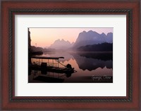Framed Vintage Boat on River in Guangxi Province, China, Asia